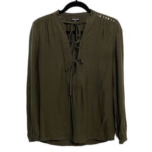 Warehouse Long Sleeve Blouse Army Green Size 4
